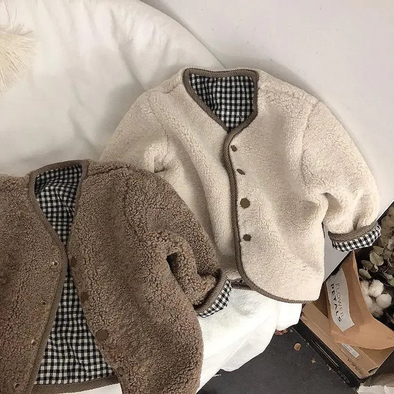 Jacke in Lammfell Optik