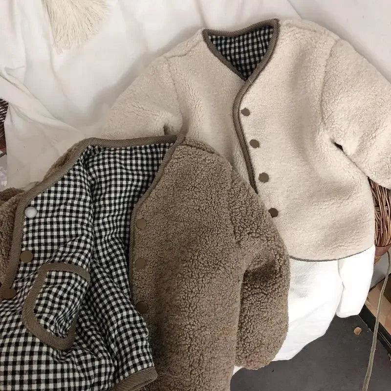 Jacke in Lammfell Optik