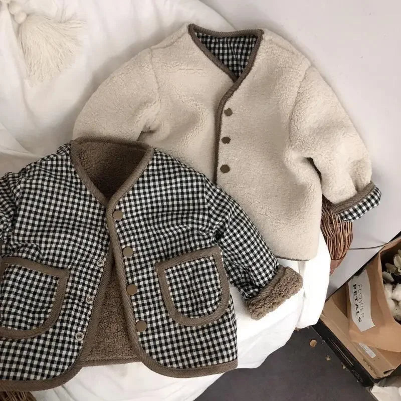 Jacke in Lammfell Optik