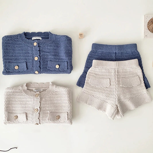 Baby-Strickset „Nordic Winter“ | Cardigan & Shorts | Premium-Strick | 0–4 Jahre