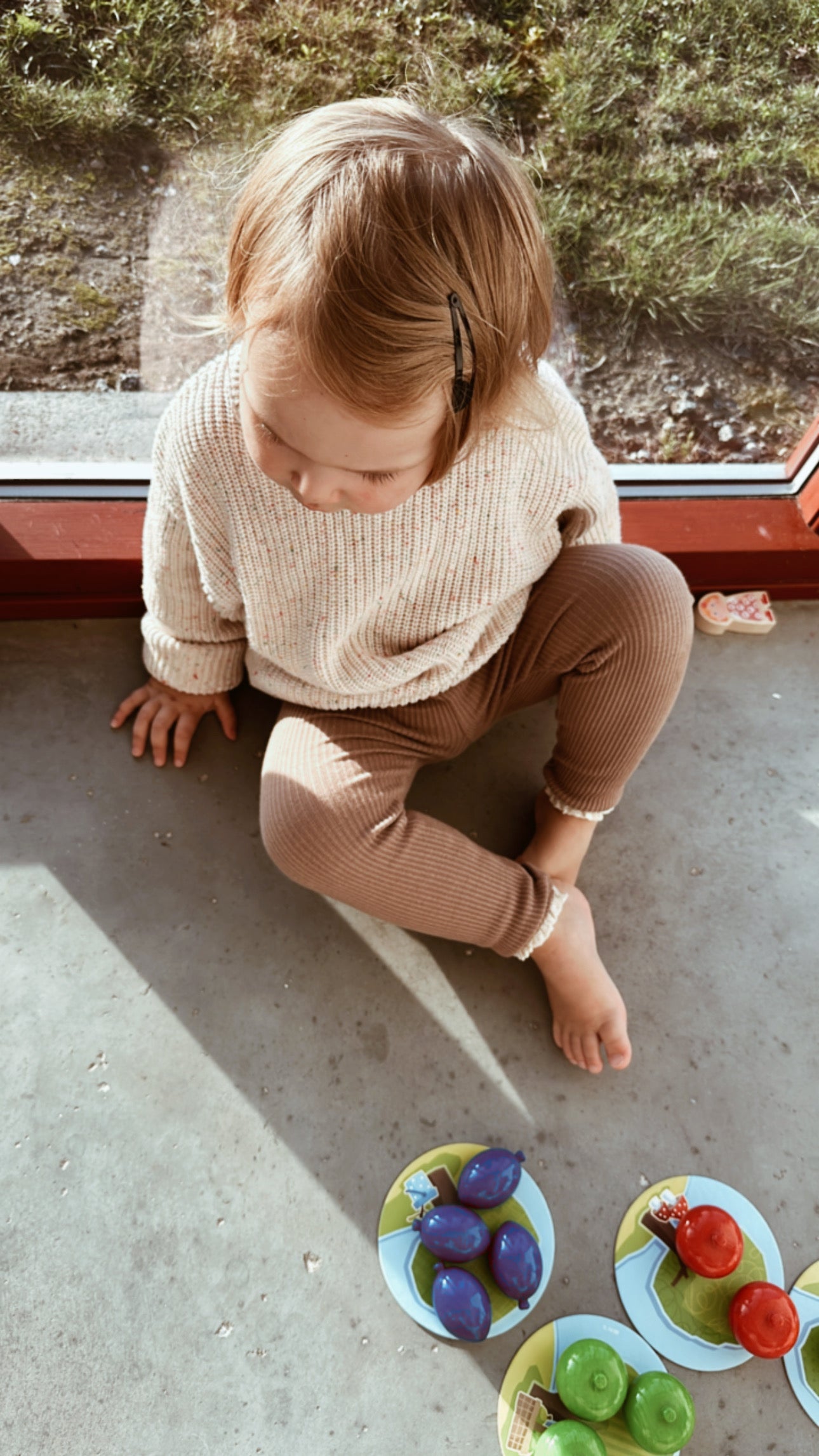 Gerippte Baumwoll-Leggins mit Spitze
